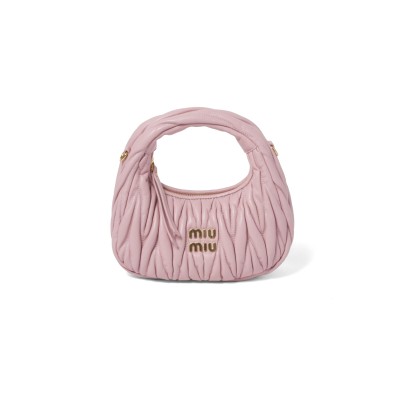 MIU MIU WANDER MATELASSÉ NAPPA LEATHER HOBO MINI BAG 5BC125 (17.5*14*5.5cm)